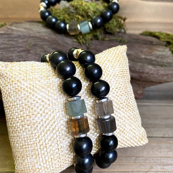 Shungite Fluorite Golden Pyrite Bracelet - Picture 6 of 9